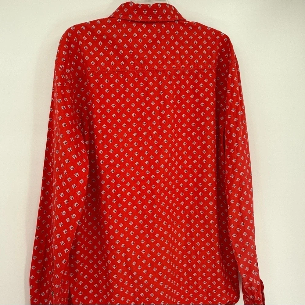 Cinch Red Geo Print Rodeo Western Button Front Shirt Mens Size XL Long Sleeves - Picture 7 of 9